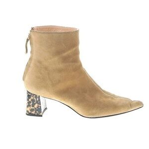 AGL Nora Block Heel Ankle Boot in Tan Suede